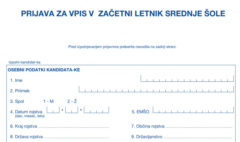 Spremenjeni so datumi rokov za vpis v srednje šole